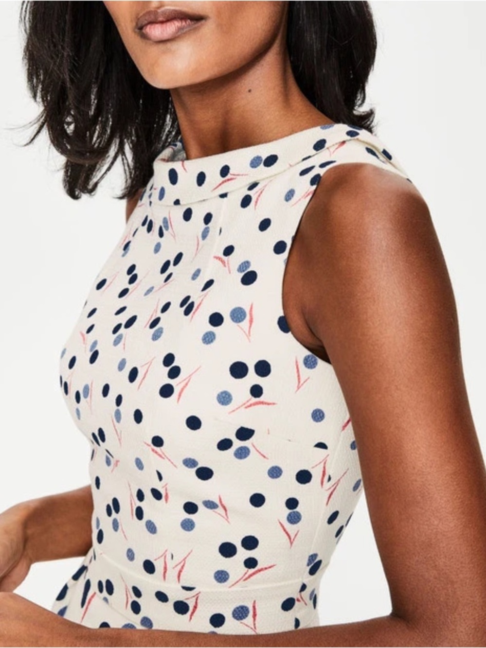 NWT Boden Martha Sleeveless Ivory Polka Dot Sheath Dress - Picture 3 of 8